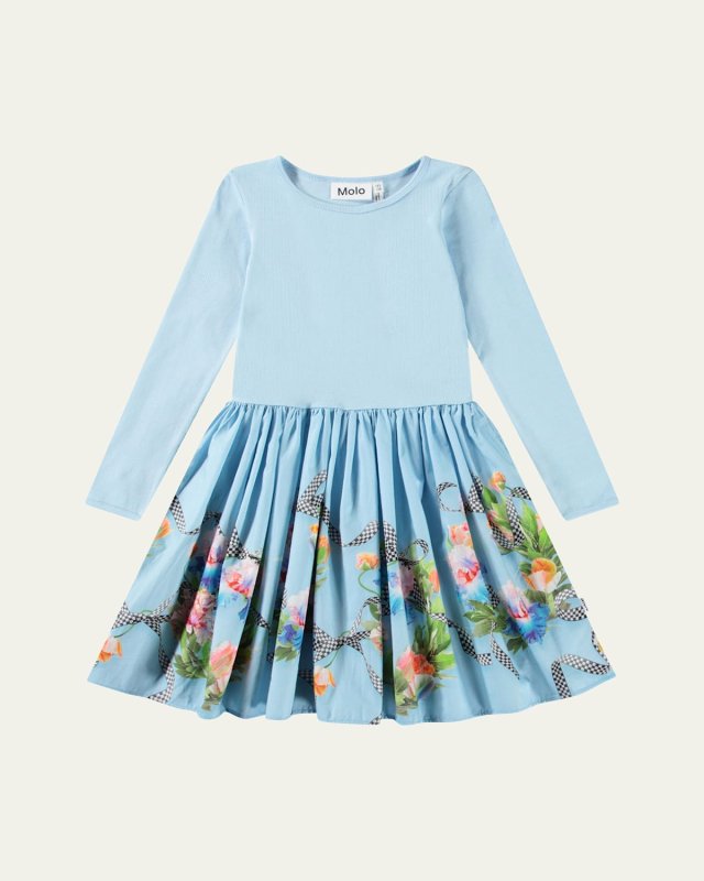 Girl's Casie Printed Long-Sleeve Dress, Size 3T-6